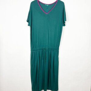 NWT Catherine Andre Botanik Dress Women's Size XL Emerald Pockets Embroidery